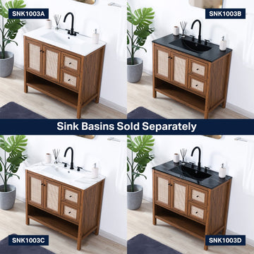 Jasper Rattan Modern Coastal 2-Shelf Bath Vanity Cabinet Only (Sink Basin Not Included)